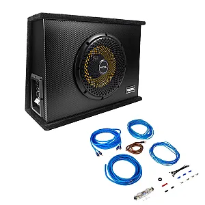 RECOIL LAS12 12" Shallow Active Amplified Subwoofer With Amplifier Wiring Kit