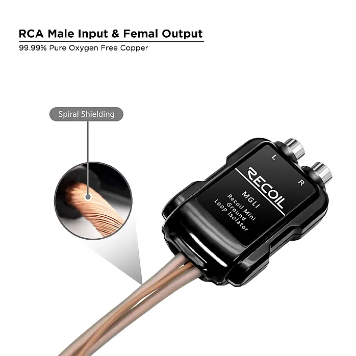 Recoil MGLI Super Mini 2 Channel RCA Stereo Ground Loop Noise Isolator