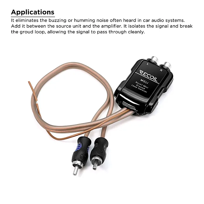Recoil MGLI Super Mini 2 Channel RCA Stereo Ground Loop Noise Isolator