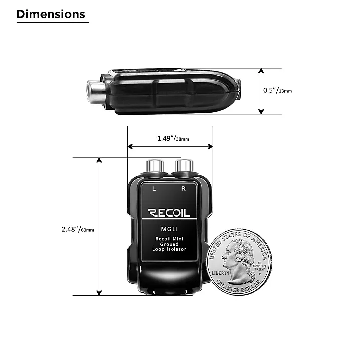 Recoil MGLI Super Mini 2 Channel RCA Stereo Ground Loop Noise Isolator