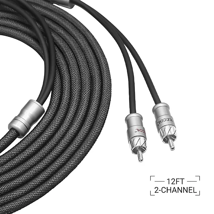 Recoil XI212 Echo Max 12ft 2 Channel RCA Audio Interconnect Cable 99.99% OFC Braided