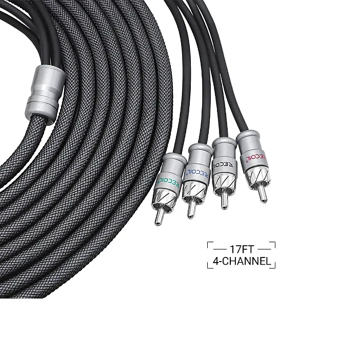 Recoil XI417 Echo Max 17ft 4 Channel RCA Cable, Oxygen Free Copper, Brass Connectors