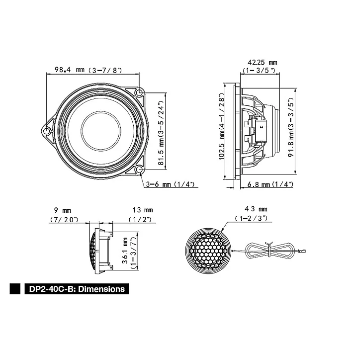 Alpine DP2-40C-B 4" (10cm) 2-Way Component Speakers Designed For BMW 3 and 4 Series