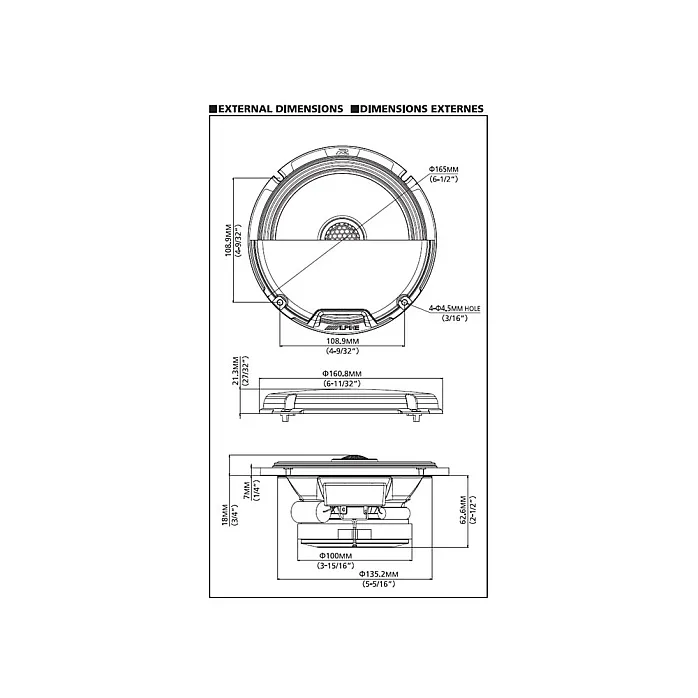 Alpine R2-S65 6.5" 2 Way Coaxial R Series 300 Watts Car Speaker