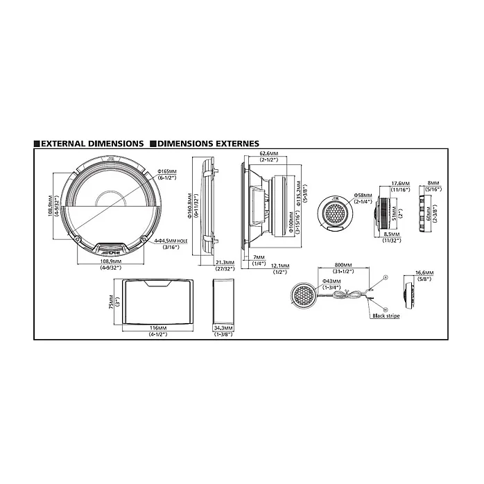 Alpine R2-S652 (16.5cm) Component 2-Way R Series Pro Speakers Peak Power 300 Watts 