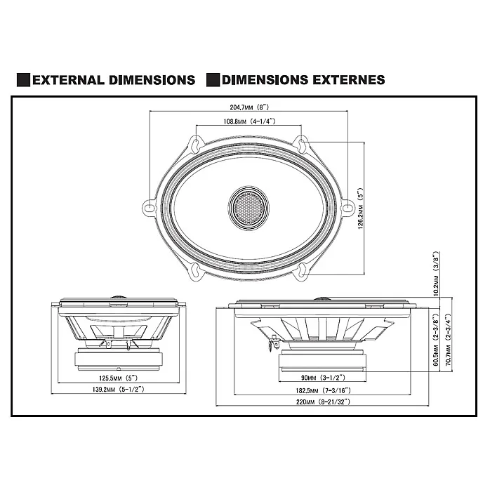 Alpine S2-S68 S-Series 15cm x 20cm (6" x 8”) Coaxial 2-Way Car Speakers