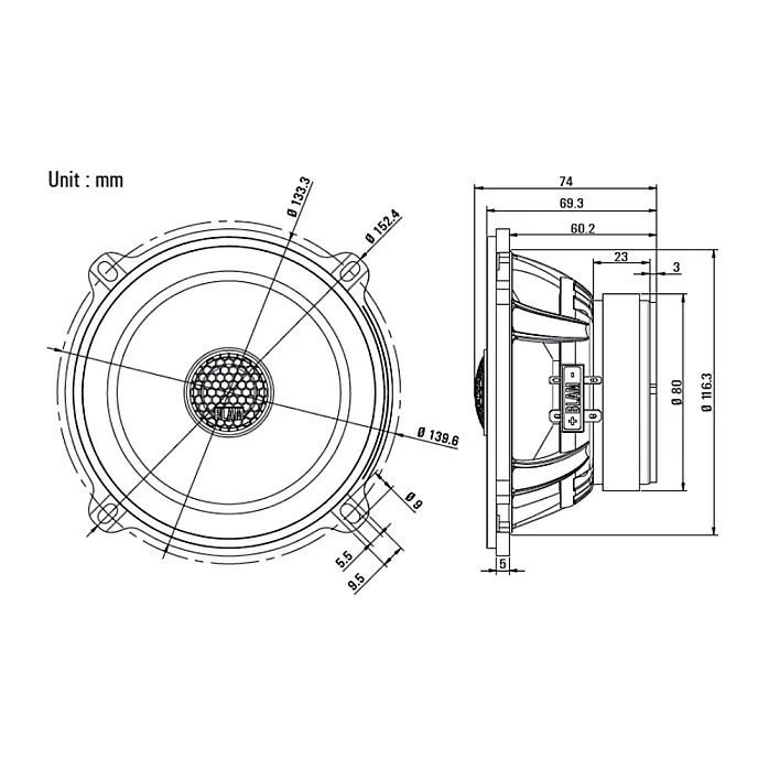 BLAM BL-130RFC 130mm (5.25") Hi Efficiency 2ohm, 2-Way Coaxial Speakers (PAIR)