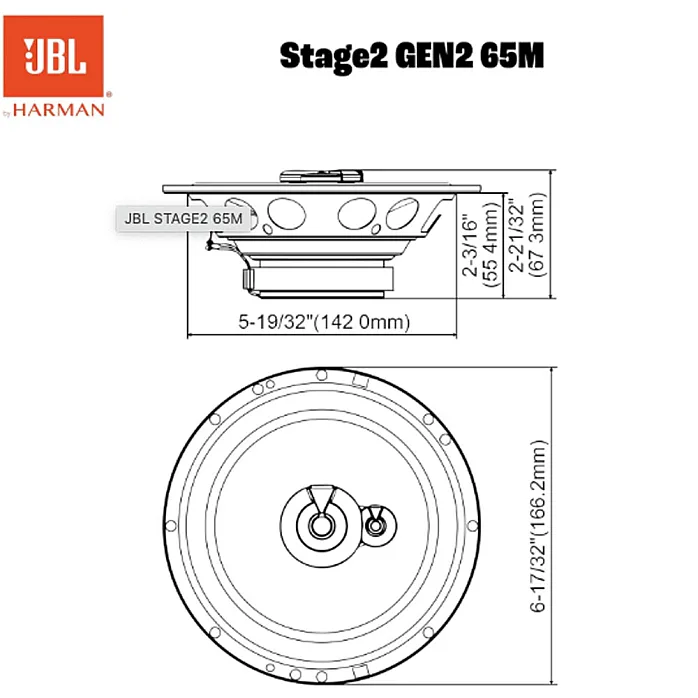 JBL Stage2 65M (6.5") 3-Way Coaxial Car Speakers – 480 Watt