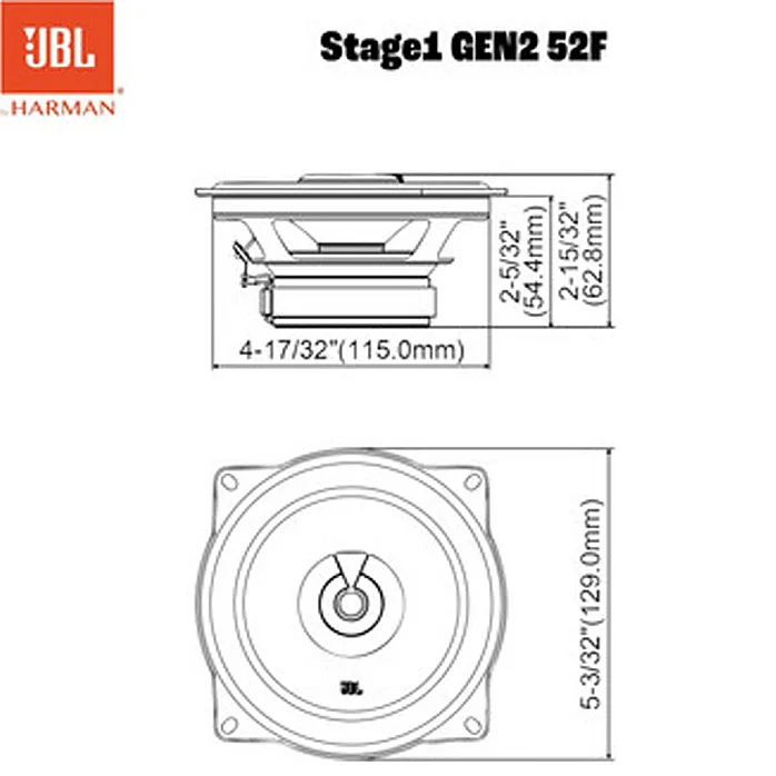 JBL Stage1 52F 5.25" 2-Way Coaxial Car Speakers – 320 Watt