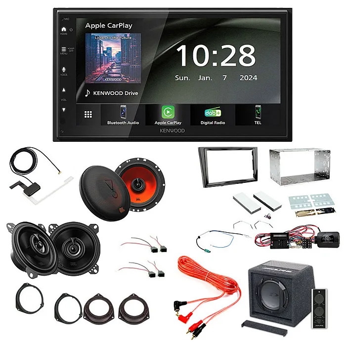 Vauxhall Corsa D (3 OR 5 DOOR) 2006 - 2014 Complete Wireless Carplay / Android Auto / Front + Rear Speakers / Subwoofer Kit