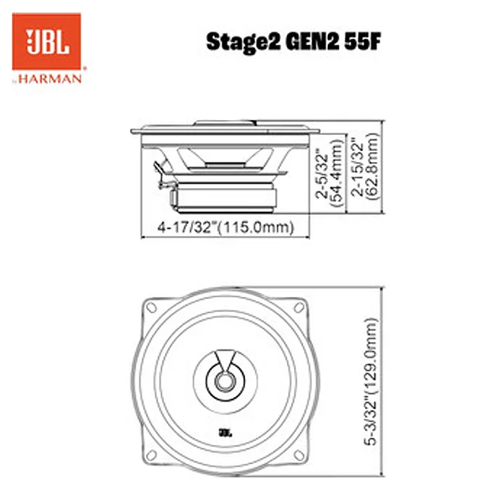 JBL Stage2 55F 5.25" 2-Way Coaxial Car Speakers – 400 Watt