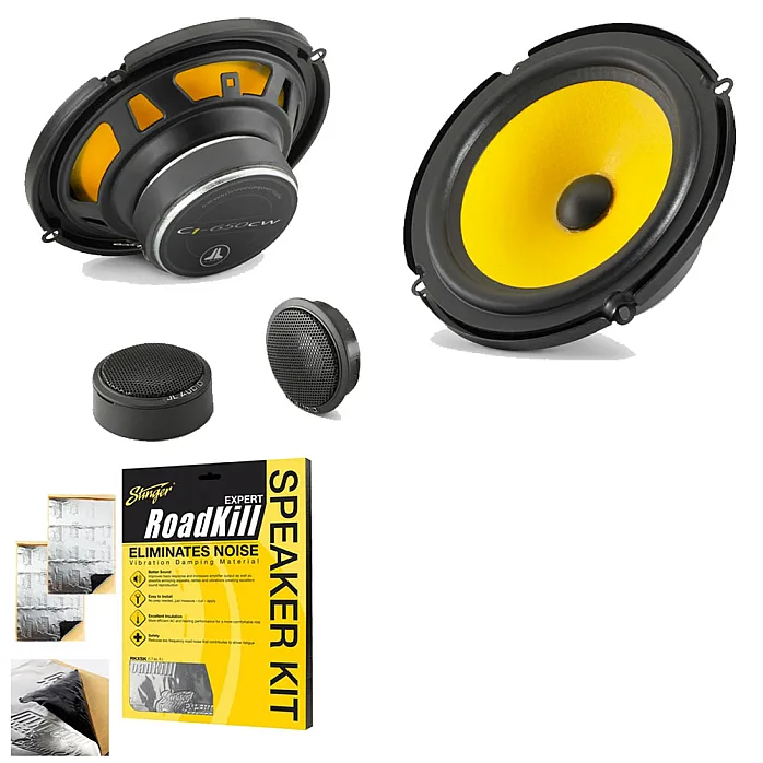 JL Audio C1-650 6.5" 16.5cm 2-Way Car Component Speaker System 50W RMS Pair With Sound Deadening Sheet