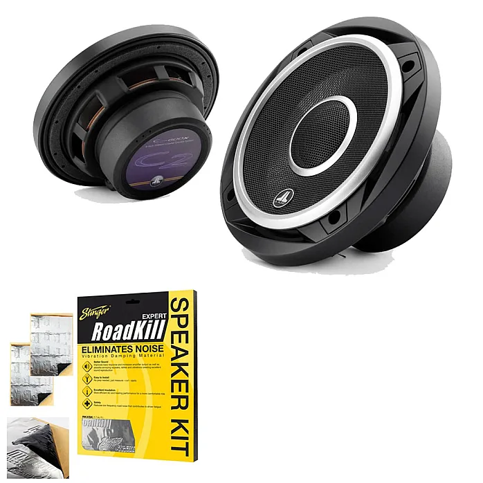 JL Audio C2-600x C2 Series 6" (15cm) 2-Way Car Door Coaxial Speaker System 60W RMS Pair With Sound Deadening Sheet