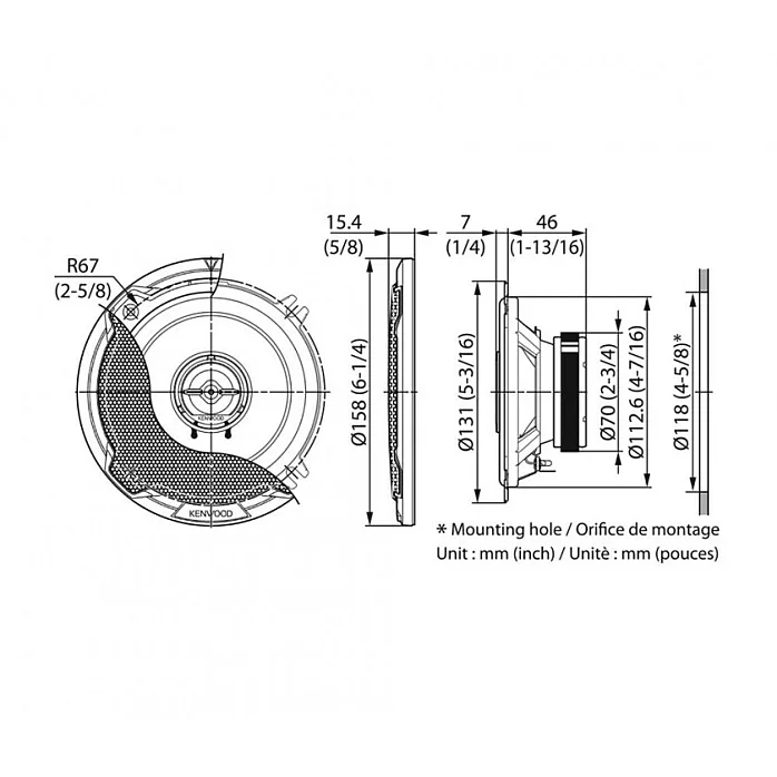 Kenwood KFC-PS1396 5.25" 13cm 2 Way Coaxial Car Speakers