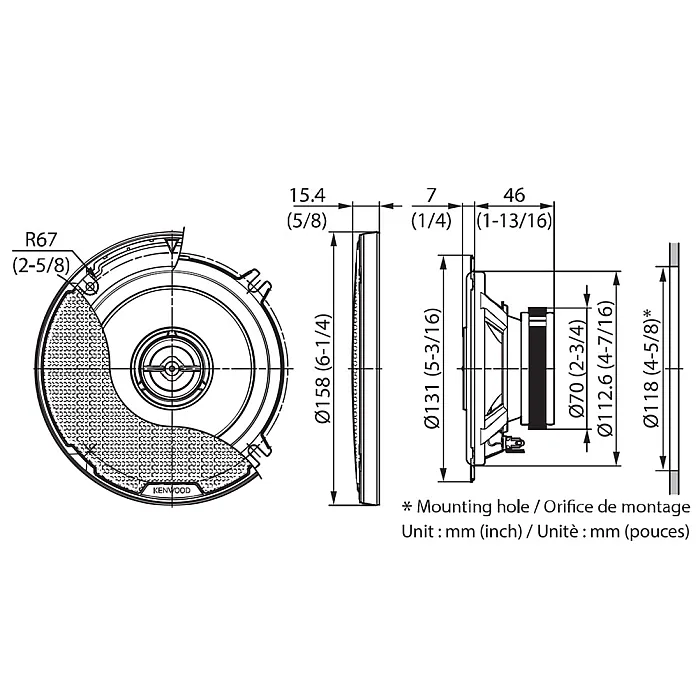 Kenwood KFC-PS1397 5.25" 13cm 2 Way Coaxial Car Speakers 330 Watts