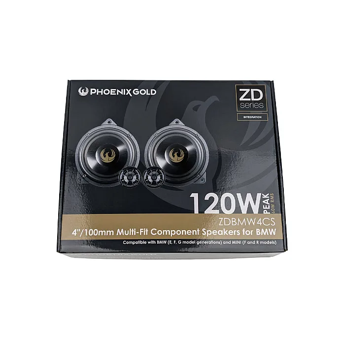 Phoenix Gold ZDBMW4CS 4” (100mm) 2-Way Component Speaker Kit For Mini With Sound Proofing Deadening Sheet