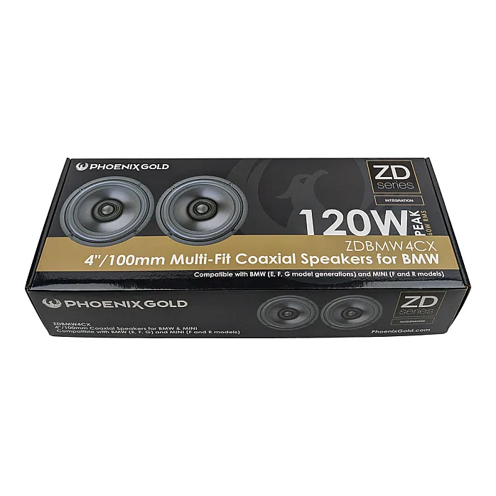 Phoenix Gold ZDBMW4CX 4” (100mm) 2-Way Coaxial Speaker Kit For Mini With Sound Proofing Deadening Sheet