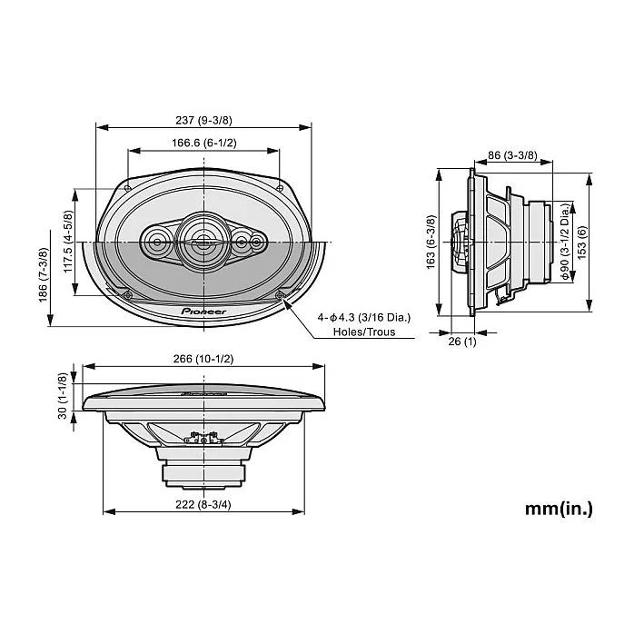 Pioneer TS-A6991F 6" x 9" 5 Way Coaxial System Car Speaker 700W