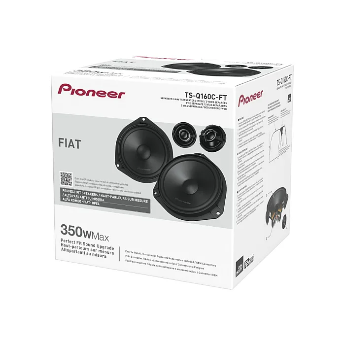 Pioneer TS-Q160C-FT 6.5" (16.5cm)  2 Way Custom Fit Component Speaker System For Fiat
