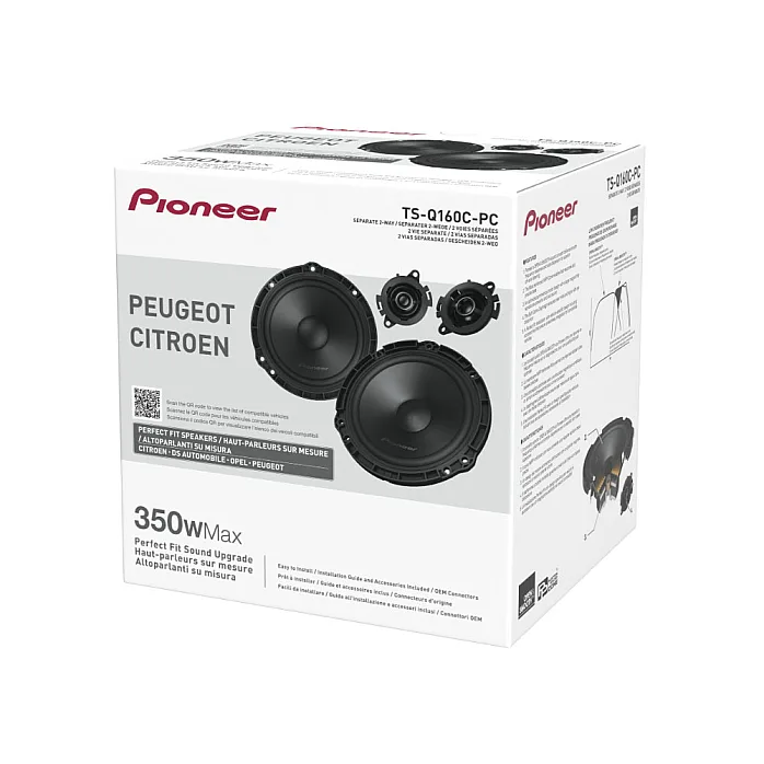 Pioneer TS-Q160C-PC 6.5" (16.5cm)  2 Way Custom Fit Component Speaker System For Peugeot and Citroen
