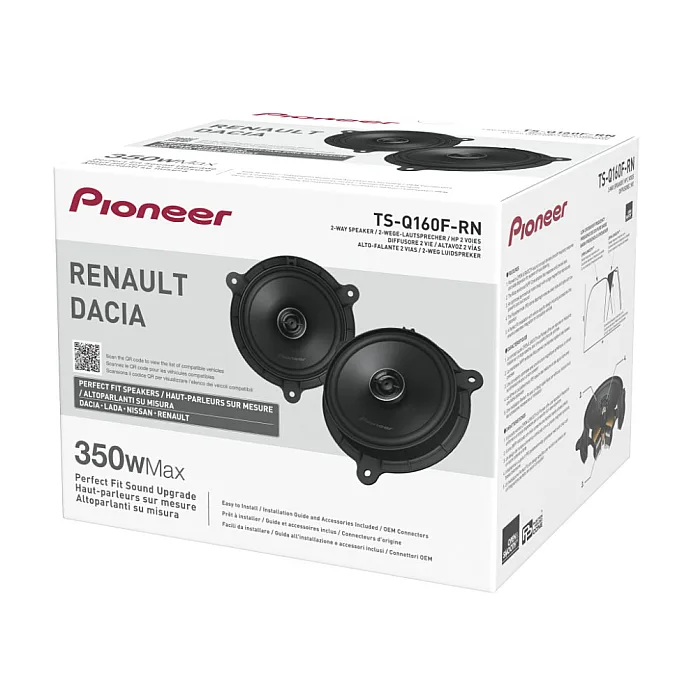Pioneer TS-Q160F-RN  6.5" (16.5cm)  2 Way Custom Fit Coaxial Car Speaker Renault and Nissan