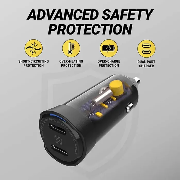 Scosche CPDCC40M-SP PowerVolt PD40 Dual Port USB-C Power Delivery Car Charger