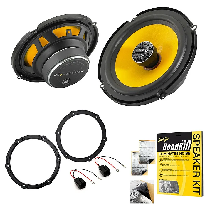 JL Audio 6.5" 2 Way Coaxial Front or Rear Door Car Speaker Upgrade Pack For Peugeot With Sound Deadening Sheet