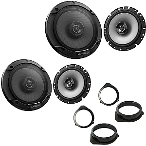 Audi A4 Avant 2001 - 2004 Kenwood 17cm 6.5" Front and Rear Door 2-Way Coaxial Car Speaker Upgrade Kit
