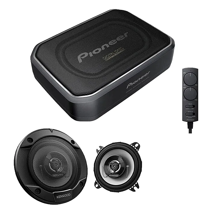 Land Rover Defender 90 Pioneer Under Seat Active Subwoofer & Kenwood Car Speaker Upgrade Pack