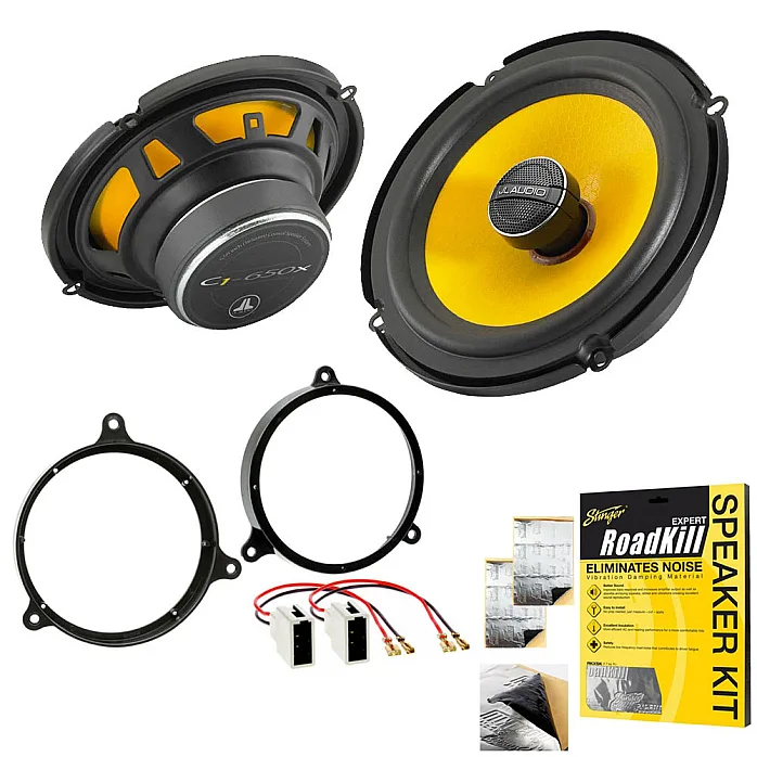 JL Audio 6.5" (165mm) 2-Way Coaxial Front or Rear Doors Car Speaker Upgrade Pack For Toyota With Sound Deadening Sheet