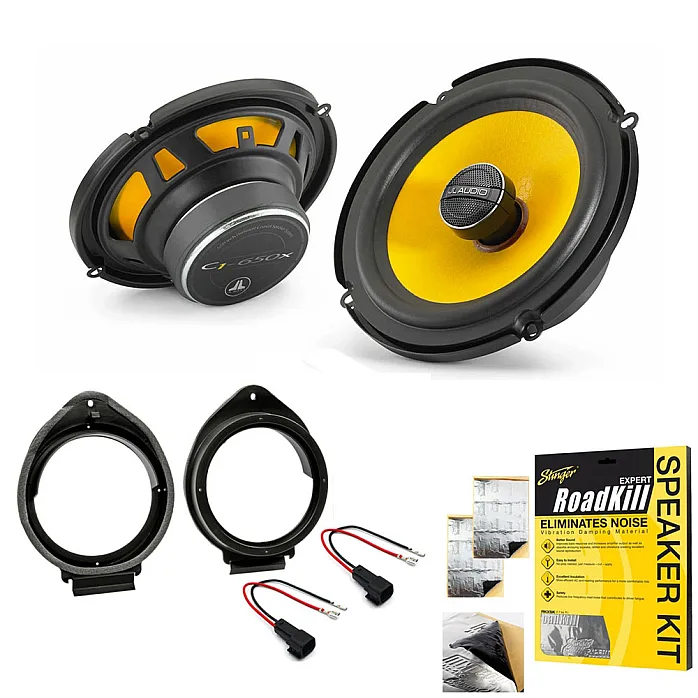 Vauxhall JL Audio 6.5" 2 Way Coaxial Front or Rear Door Car Speaker Upgrade Pack With Sound Deadening Sheet
