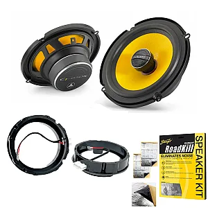 JL Audio 6.5" 2 Way Coaxial Front or Rear Door Speaker Upgrade Pack With Sound Deadening Sheet For Volkswagen