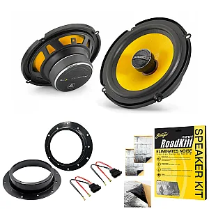 JL Audio 6.5" 2 Way Car Front Door Speaker Upgrade Kit For Skoda With Sound Deadening Sheet