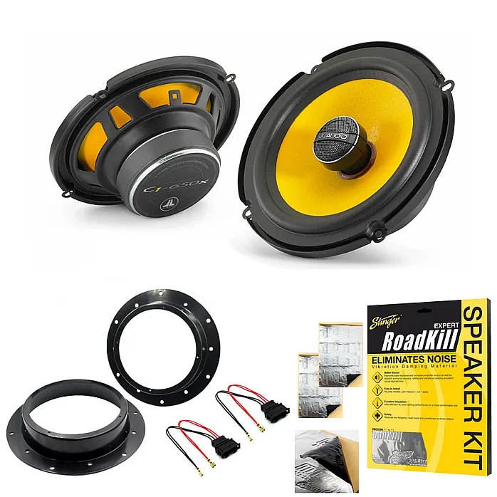 JL Audio 6.5" 2 Way Car Front Door Speaker Upgrade Kit For Volkswagen With Sound Deadening Sheet