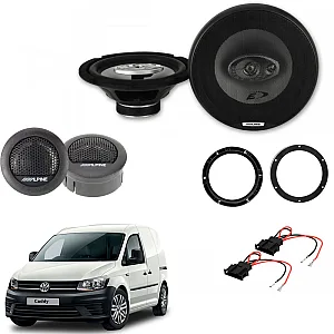 VW Caddy 2003 - 2015 Alpine Front Door 8"  / Top Dash Tweeters Upgrade Kit