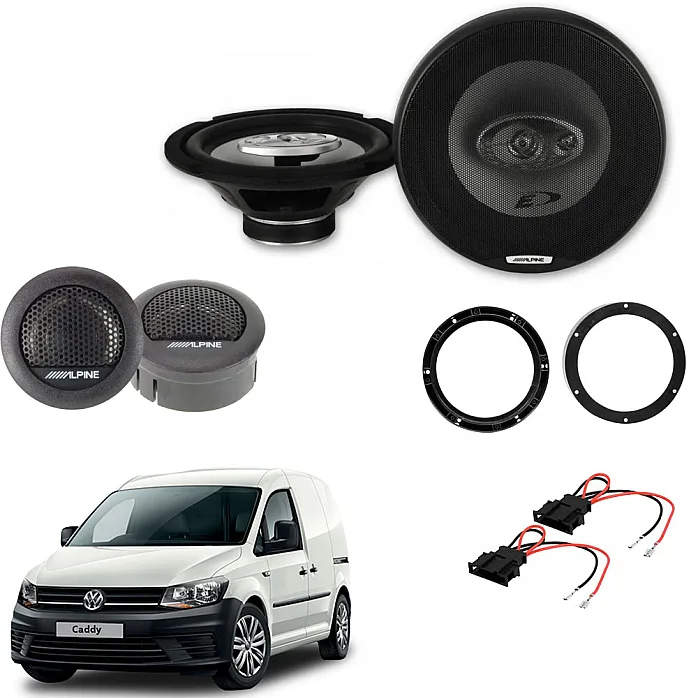 VW Caddy 2003 - 2015 Alpine Front Door 8"  / Top Dash Tweeter Upgrade Kit