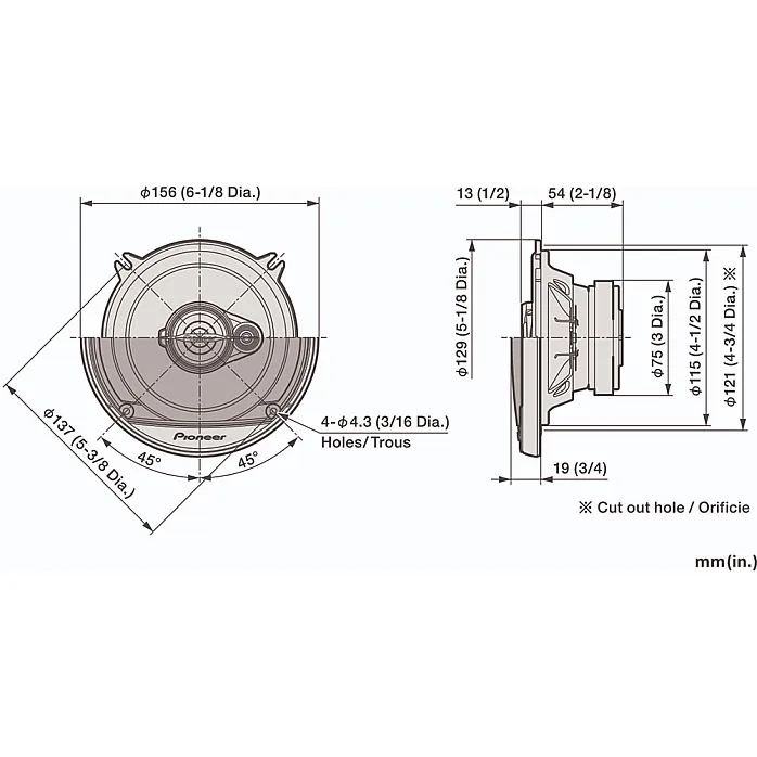 Pioneer 5" 3 Way Coaxial Car Front Door Speakers Upgrade Pack For Mini