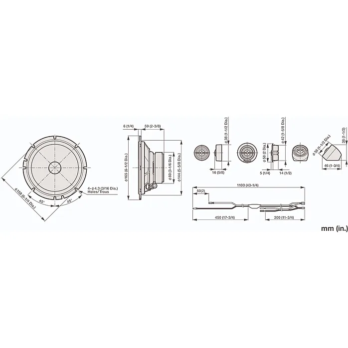 Pioneer TS-A1601C 6.5" 16.5cm 2-Way Car Audio Speaker Component System 350W