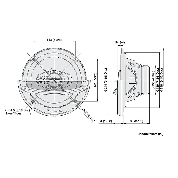 Pioneer TS-A2013I 8" 20cm 3-Way 500W Coaxial Car Speakers