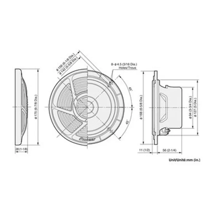 Pioneer TS-MR1600 16cm 6.5" Dual Cone White Marine Speakers 100W