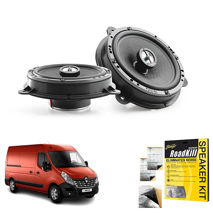 Focal ICRNS165 Renault Master 3 6.5" Front Door 2-Way Coaxial Speaker Upgrade Kit With Sound Proofing Sheet