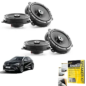 Focal ICRNS165 Renault Captur Front and Rear Doors 2-Way Coaxial Speaker Upgrade Kit With Sound Proofing Sheet