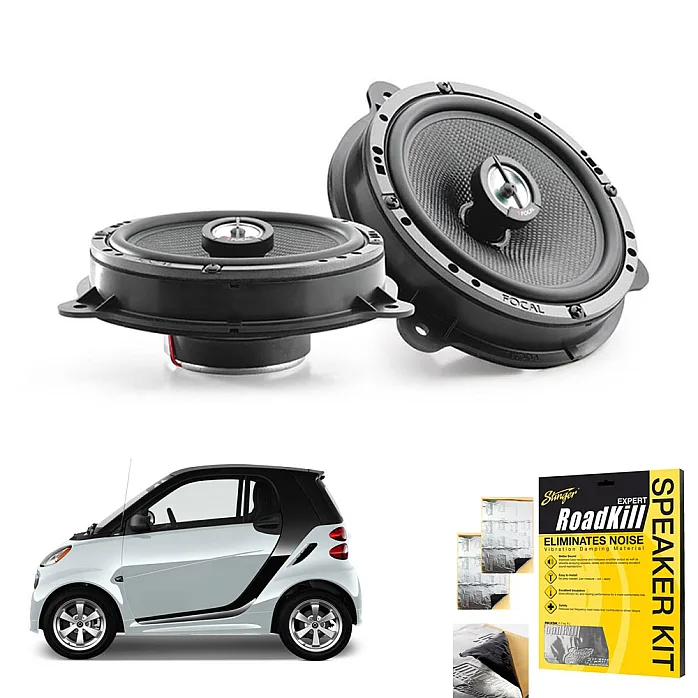 Focal ICRNS165 SMART Fortwo 2014 > 6.5" Front Door 2-Way Coaxial Speaker Upgrade Kit With Sound Proofing Sheet