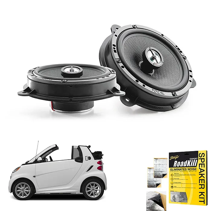 Focal ICRNS165 SMART Fortwo Cabriolet 2014 > 6.5" Front Door 2-Way Coaxial Speaker Upgrade Kit With Sound Proofing Sheet