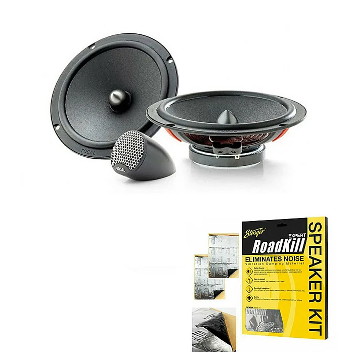 Focal 2 Way Component Car Door Speakers With Stinger Sound Proofing Deadening Sheet