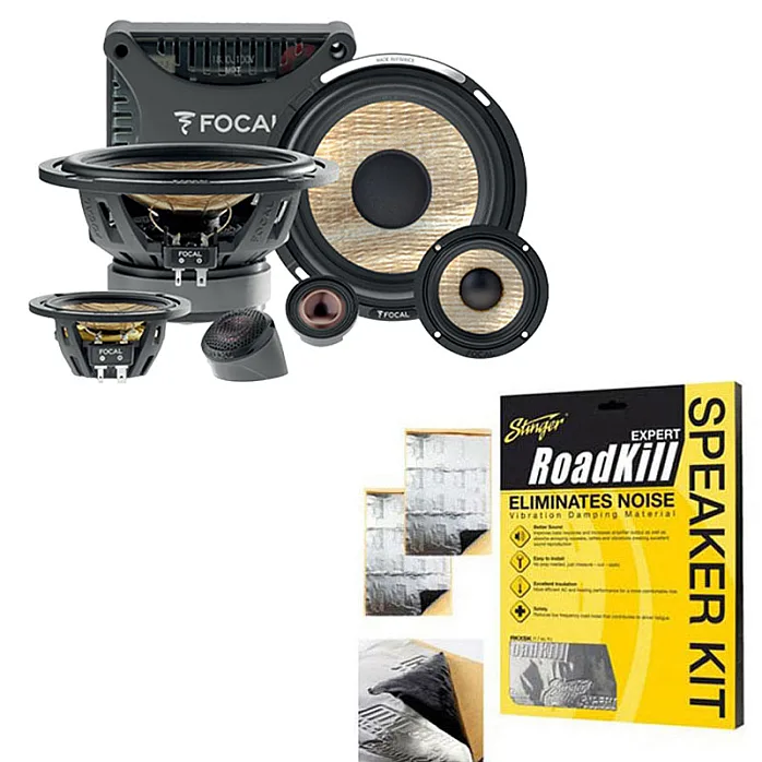 Focal PS165F3E 16.5cm 3 Way Component Car Speaker Kit + Sound Deadening Sheets