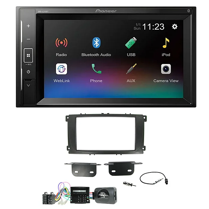 Ford Focus, Mondeo, S-Max Black Pioneer 6.2" Screen Bluetooth iPod iPhone Stereo Upgrade Kit
