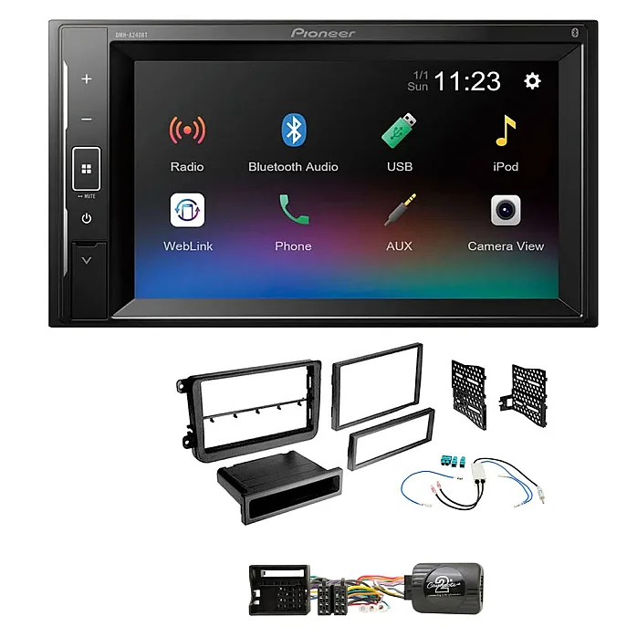 VW EOS, Fusca, Golf, Jetta Matt Black Pioneer 6.2" Screen Bluetooth iPod iPhone Stereo Upgrade Kit