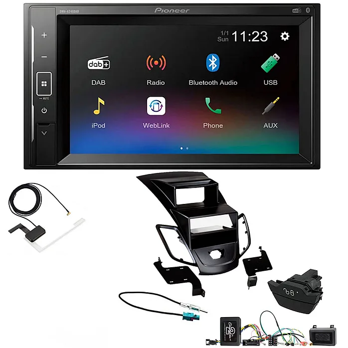 Ford Fiesta 2013 - 2017 Pioneer Double Din with DAB, 6.2" Screen Bluetooth Stereo Upgrade Kit