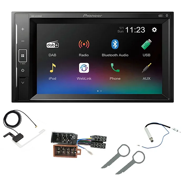 VW Golf, Lupo, Passat Pioneer DAB Digital Radio 6.2" Screen Bluetooth Stereo Upgrade Pack